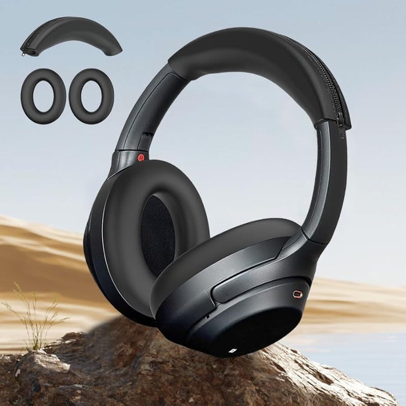 Sony WH ULT WEAR 1000XM3 XM4 Replacement Earmuff Covers Soft Anti Scratch Black - Image 3